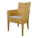 Fauteuil type bridge en bois et rotin tressé Fauteuil type bridge en bois et rotin tressé