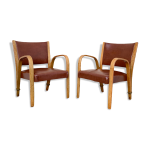 Fauteuils bridge bow wood 1950