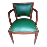 Fauteuil bridge de bureau en bois et cuir.