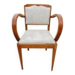 Fauteuil bridge hêtre et skaï beige Fauteuil bridge hêtre et skaï beige