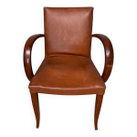 Fauteuil bridge ska marron effet cuir