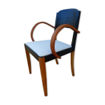 Fauteuil bridge stella en bois et tissu, annes 50