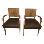 Fauteuils bridges vintage en noyer