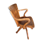 Fauteuil de bureau en bois et cuir