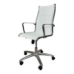 Fauteuil de bureau design stylo - rsille blanche & structure chrome