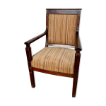 Fauteuil de bureau empire en acajou decor palmettes xviii�me