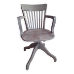Fauteuil de bureau pivotant en bois laqu gris