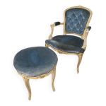 Fauteuil cabriolet style louis xv avec repose pieds