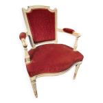 Fauteuil cabriolet velours rouge d'poque xviiie louis xvi