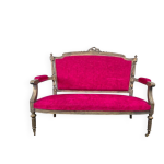 Fauteuil / canap baroque deux places rose vintage
