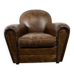 Fauteuil / canap vintage en cuir marron / une place