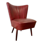 Fauteuil / chaise cocktail vintage rouge fonc une place
