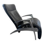 Fauteuil / chaise longue design david par interprofil, cuir noir, bon état Fauteuil / chaise longue design david par interprofil, cuir noir, bon état