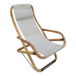 Fauteuil chaise longue transat vintage en bambou 1950s italy Fauteuil chaise longue transat vintage en bambou 1950s italy