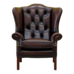 Fauteuil chestfield traditionnel anglais en cuir à oreilles Fauteuil chestfield traditionnel anglais en cuir à oreilles