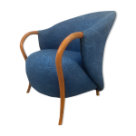 Fauteuil cinna design 1980, bleu pop