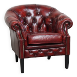 Fauteuil club chesterfield en cuir de vache anglais