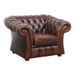 Fauteuil club chesterfield en cuir de vache de style anglais