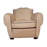 Fauteuil club en cuir blanc