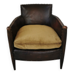 Fauteuil club cuir clouté art déco Fauteuil club cuir clouté art déco