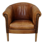 Fauteuil club en cuir color vintage