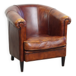 Fauteuil club en cuir de mouton de style anglais