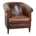 Fauteuil club en cuir de mouton de style anglais avec finition avec clous dcoratifs