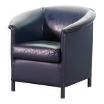 Fauteuil club en cuir souple bleu pétrole wittmann, modèle aura, conçu par paolo piva Fauteuil club en cuir souple bleu pétrole wittmann, modèle aura, conçu par paolo piva
