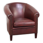 Fauteuil club en cuir de vachette de haute qualit dans un style anglais classique