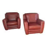 Fauteuils club cuir veritable marque nicoletti comme neufs
