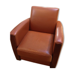 Fauteuil club norway en cuir marron