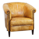 Fauteuil club de style anglais en cuir de vache