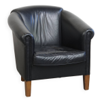Fauteuil club de style anglais en cuir de vache noir