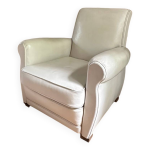 Fauteuil club vintage en cuir blanc crme