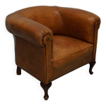 Fauteuil club vintage en cuir couleur cognac, pays - bas Fauteuil club vintage en cuir couleur cognac, pays - bas