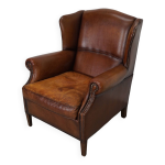 Fauteuil club vintage en cuir couleur cognac, pays - bas
