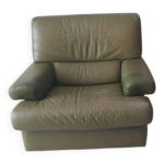 Fauteuil club vintage en cuir vert
