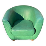 Fauteuil club vintage en cuir vert, canap� ancien en cuir vert