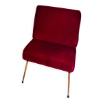 Fauteuil club vintage en velour rouge Fauteuil club vintage en velour rouge