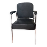 Fauteuil de coiffure afoc vintage annes 60 / 70 - chrome et simili cuir noir