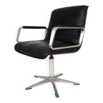 Fauteuil de conf�rence / salle � manger pivotant en cuir wilkhahn delta, par delta group, 1960
