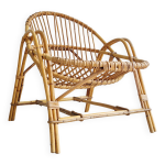 Fauteuil corbeille en rotin, annes 60