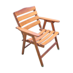 Fauteuil coudière pliant en bois patiné du milieu du siècle, années 1960 Fauteuil coudière pliant en bois patiné du milieu du siècle, années 1960