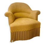 Fauteuil crapaud en tissu jaune