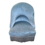 Fauteuil crapaud velour bleu