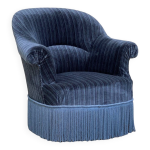 Fauteuil crapaud velours bleu jean Fauteuil crapaud velours bleu jean