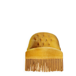 Fauteuil crapaud velours capitonn� jaune