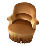 Fauteuil crapaud velours moutarde