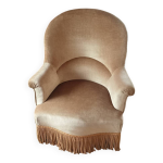 Fauteuil crapaud velours ocre