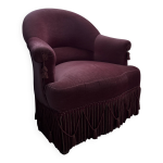 Fauteuil crapaud velours rose boudoir